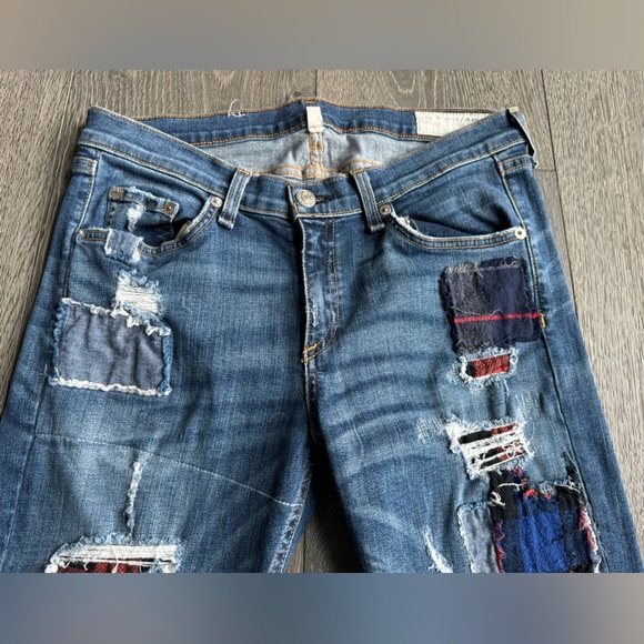 Rag & Bone Skinny Distressed Patched Flannel Jean Size 29 - Picture 8 of 10